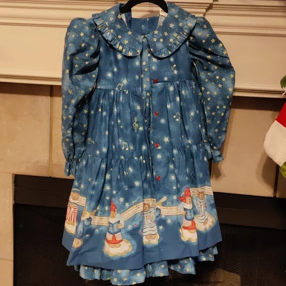 Daisy kingdom vintage teddy angel long sleeve dress